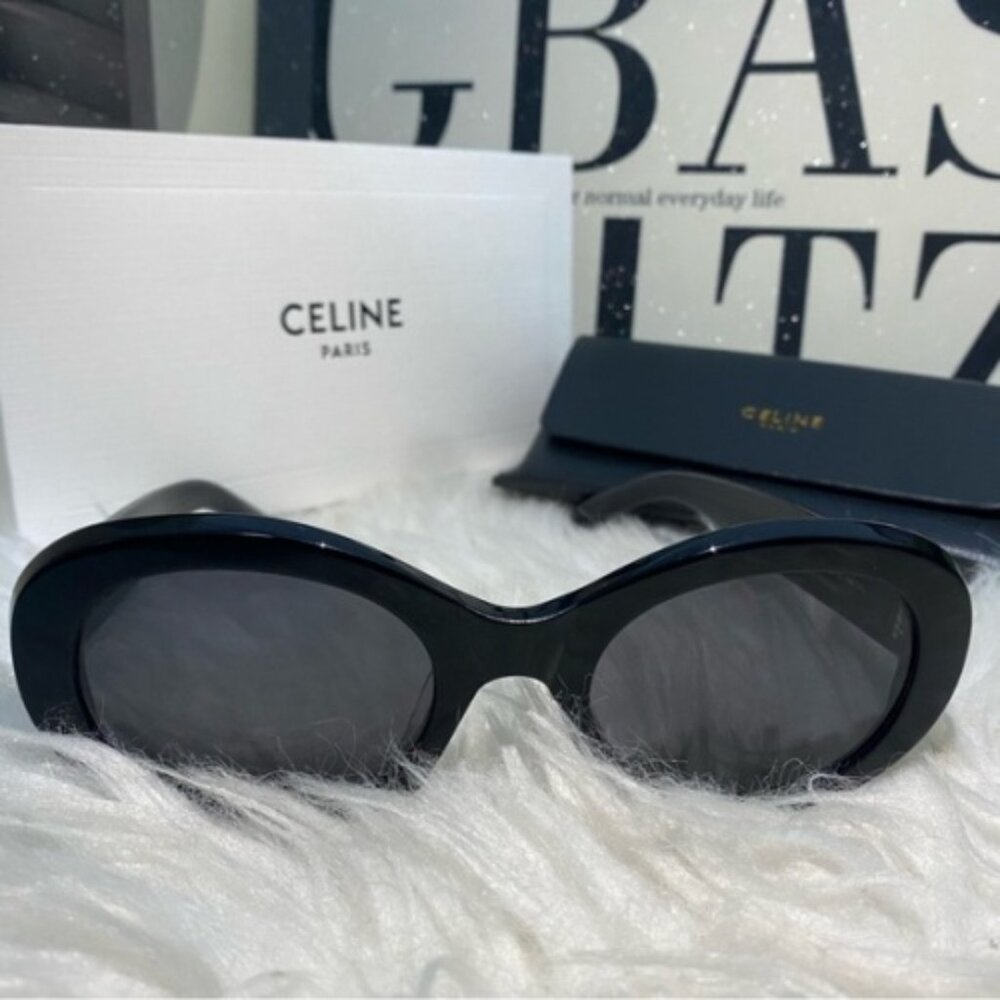 Striking Celine Black Oval Sunglasses - Picture 3 of 5